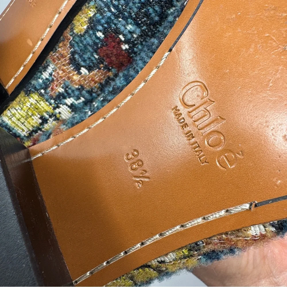 Chloé Tapestry Block Heel Loafers